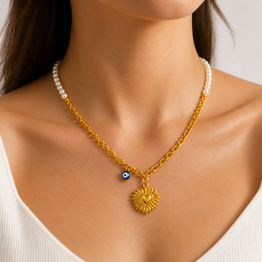 Golden Heart Κολιέ με Πέρλες