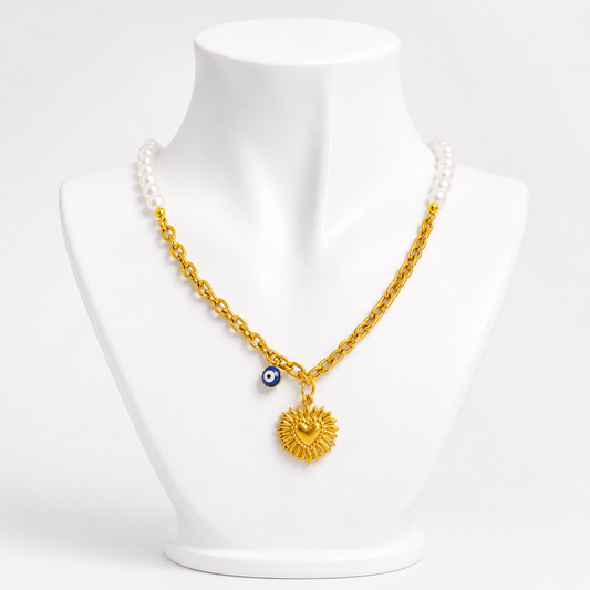Golden Heart Κολιέ με Πέρλες